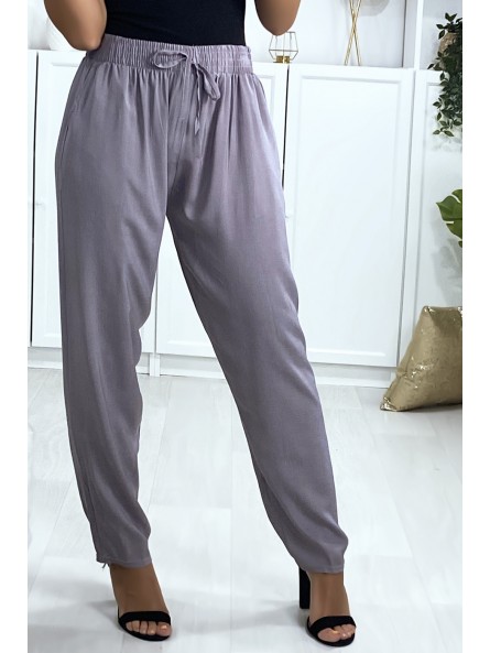 Pantalon gris en coton avec poches - 3