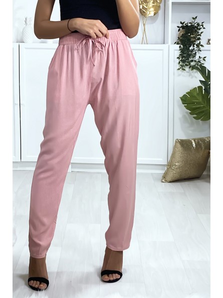 Pantalon rose en coton avec poches - 3