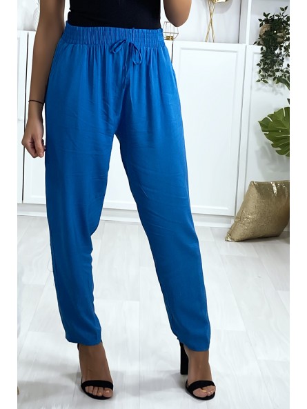 Pantalon bleu en coton avec poches - 3