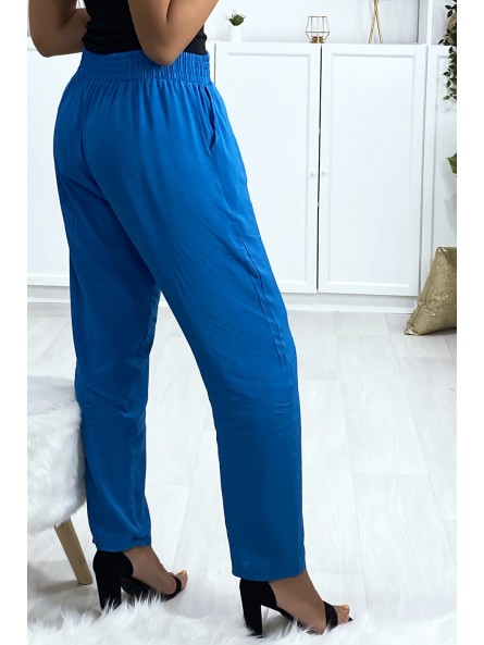 Pantalon bleu en coton avec poches - 4