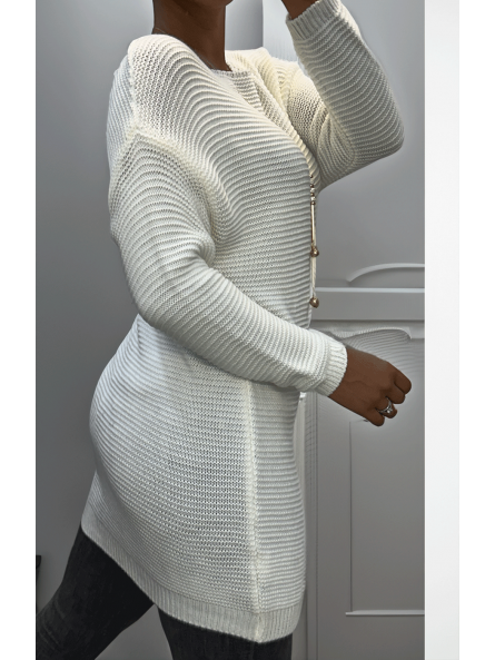 Tunique blanc en tricot avec accessoires - 3