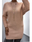 Tunique rose en tricot avec accessoires - 1