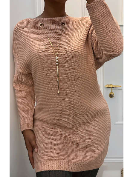 Tunique rose en tricot avec accessoires - 2