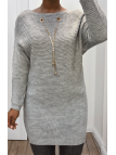 Tunique gris en tricot avec accessoires - 1