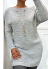 Tunique gris en tricot avec accessoires - 2