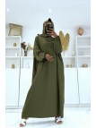 Abaya kaki avec voile intégré pas chère couleur vitaminée - 2