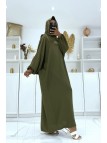Abaya kaki avec voile intégré pas chère couleur vitaminée - 3
