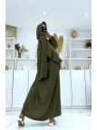 Abaya kaki avec voile intégré pas chère couleur vitaminée - 5