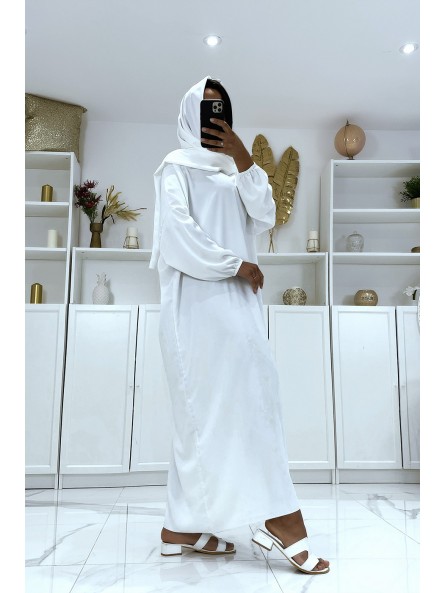 Abaya blanche avec voile intégré pas chère couleur vitaminée - 3