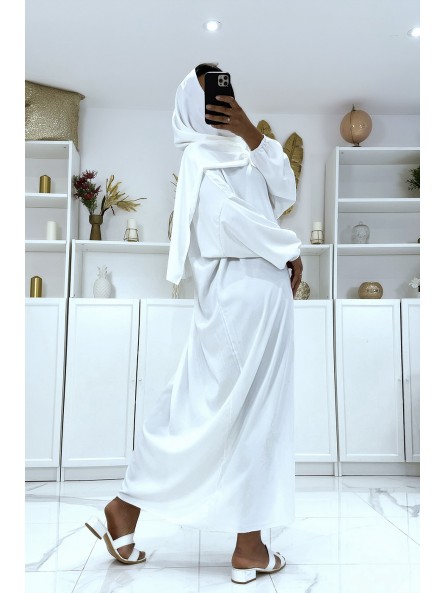 Abaya blanche avec voile intégré pas chère couleur vitaminée - 4