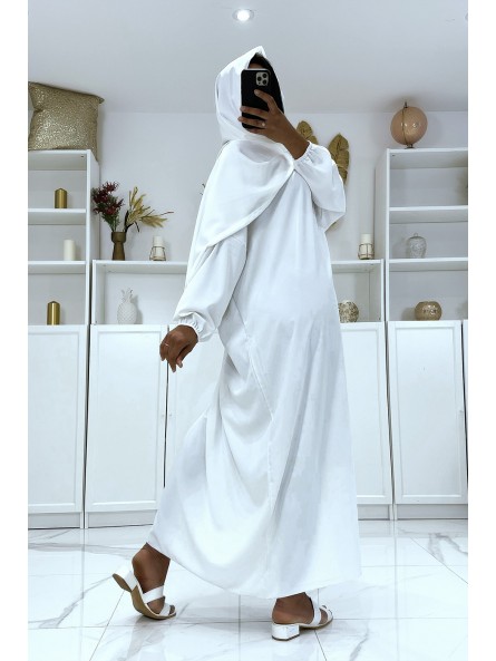 Abaya blanche avec voile intégré pas chère couleur vitaminée - 5