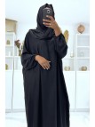Abaya noire avec voile intégré pas chère couleur vitaminée - 2