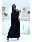 Abaya noire avec voile intégré pas chère couleur vitaminée - 5
