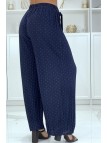 Pantalon plissé fluide bleu marine à poids - 2