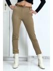 Pantalon working girl camel avec poches et ceinture - 1