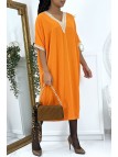 Robe tunique over size orange vol V avec dentelle - 1