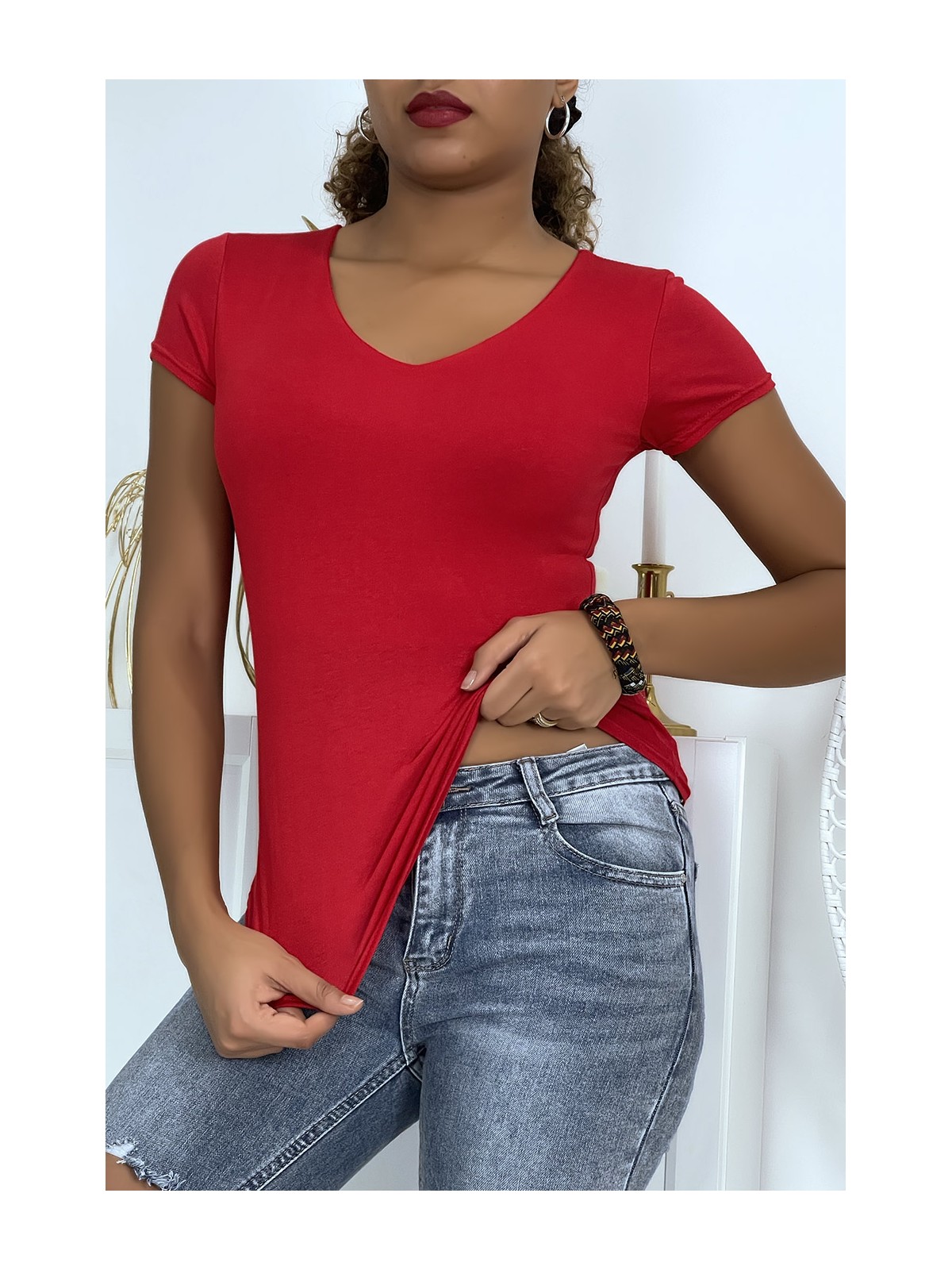 T-shirt rouge femme - 1