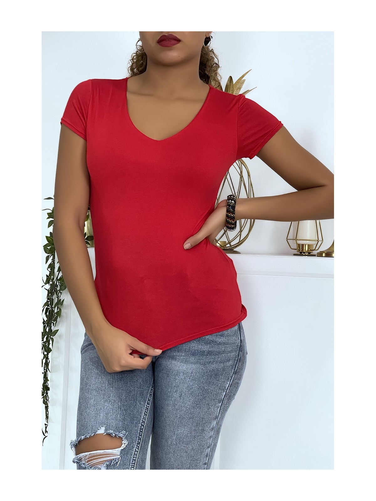 T-shirt rouge femme - 4