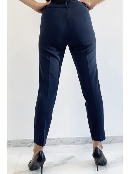 Pantalon slim marine avec poches style working girl - 2
