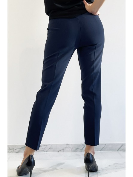 Pantalon slim marine avec poches style working girl - 3