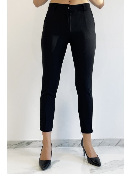 Pantalon slim noir avec poches style working girl - 6