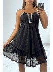Petite robe d'été en dentelle noir et détails broderie - 1