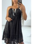 Petite robe d'été en dentelle noir et détails broderie - 3