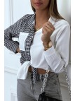 Chemise blanche bicolor à carreaux blanc et noir - 4
