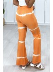 Pantalon patte d'eph orange motif tie & dye - 4