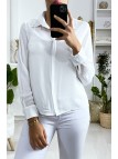 Chemise blanche avec strass au col - 1