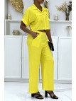 Ensemble chemise saharienne et pantalon palazzo jaune - 3