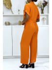 Ensemble chemise saharienne et pantalon palazzo orange - 3