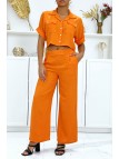Ensemble chemise saharienne et pantalon palazzo orange - 4
